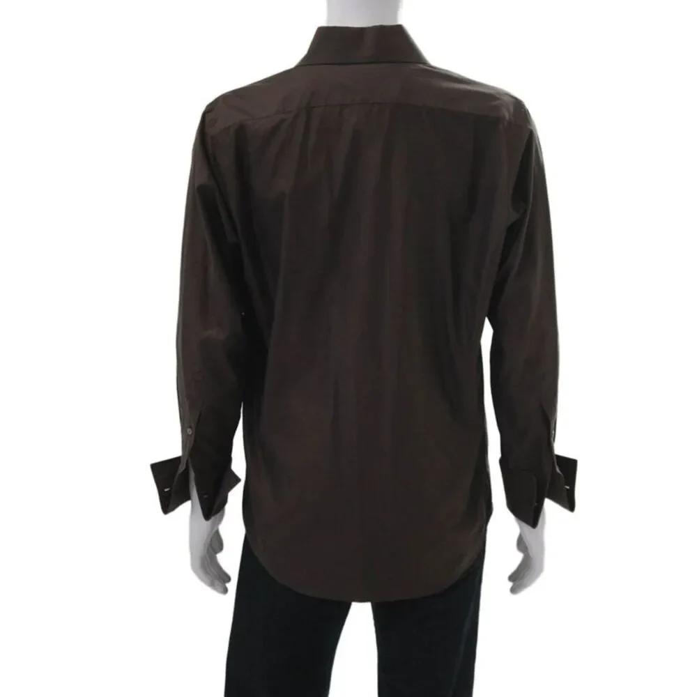 Banana Republic Mens Cotton Collared Long Sleeve Button Down Shirt Brown Size M